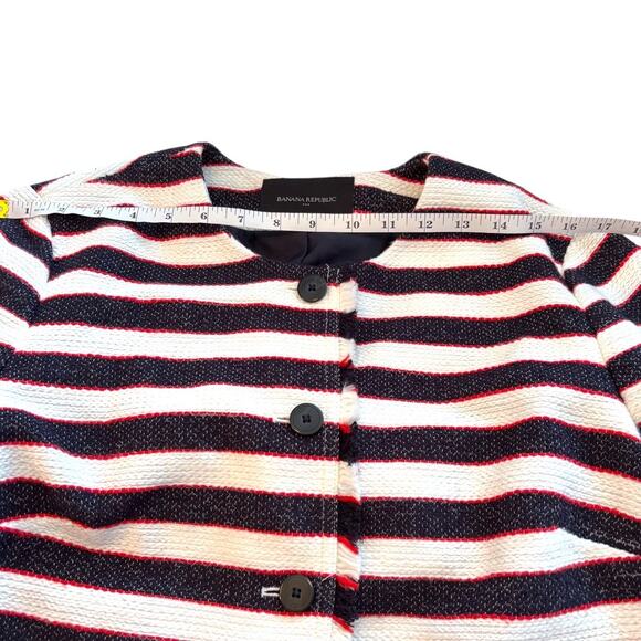NWOT Banana Republic Blazer - Navy & White Stripe - Size 12P - Fray Detail - Picture 7 of 9